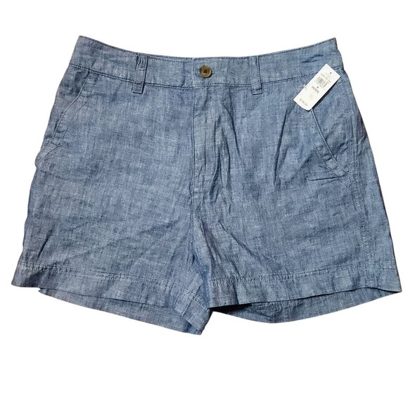 GAP Women's Girlfriend Khaki Short size 8 Blue Chambray NWT - Picture 1 of 6